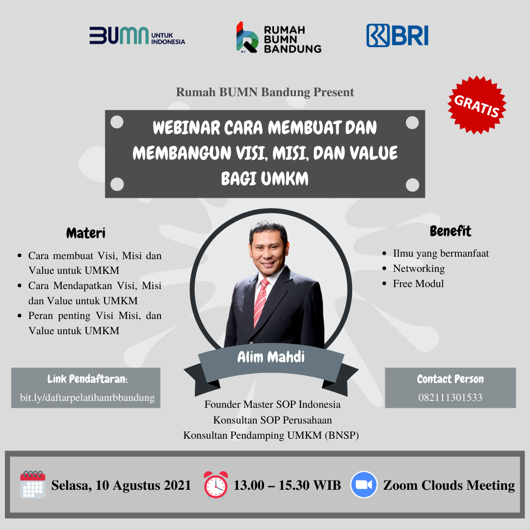 Webinar Cara membuat dan Membangun Visi, Misi dan Value bagi UMKM