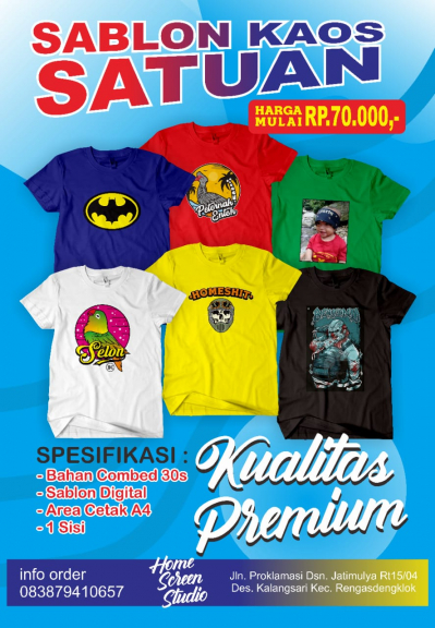 Sablon kaos , switer , dan jaket