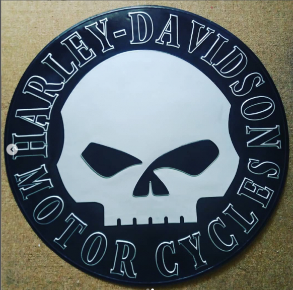 plat timbul dekorasi dinding harley davidson