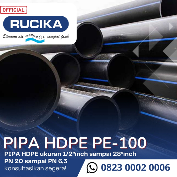 Pipa Hdpe merek Rucika Ukuran 6 inch Pn 10