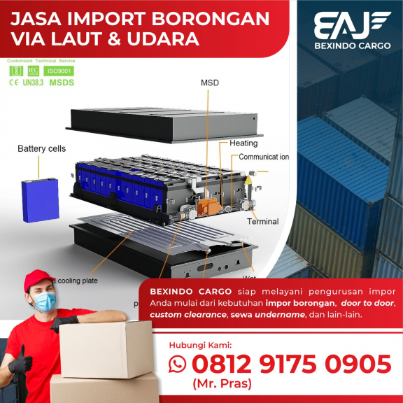 Forwarder import baterai mobil listrik dari china