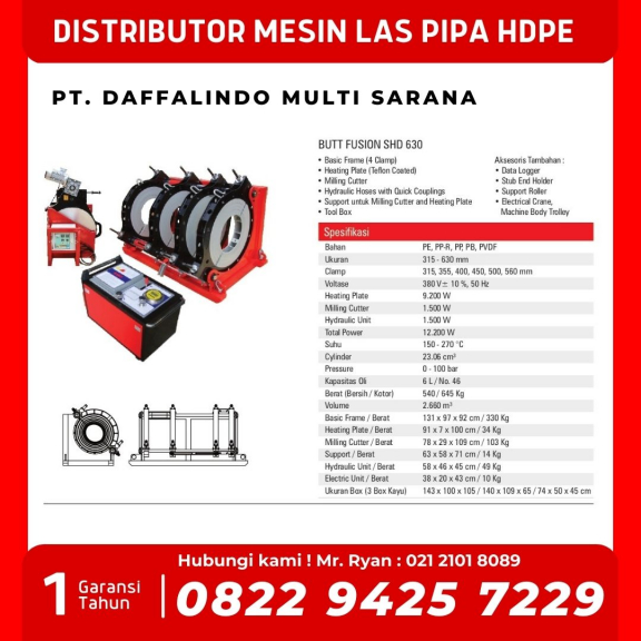 Mesin Sambung Pipa Hdpe - Mesin Las Pipa Hdpe 800mm