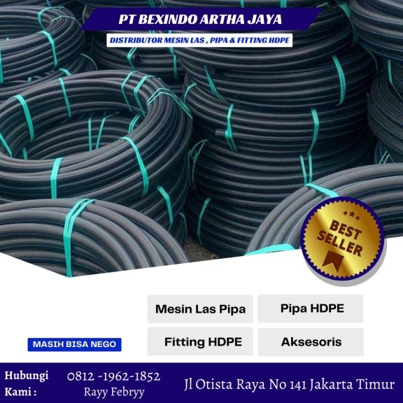 Pipa HDPE 3 Inch PN20 SDR9 10mm | Aneka Pipa Rollan 50 Mtr Murah