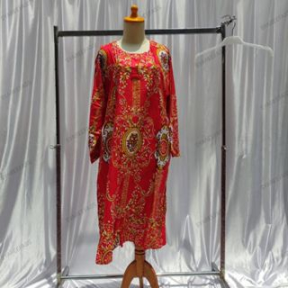 Tunik Dres Batik Jumbo LD 120 Rempel Lengan Panjang Rayon Busui