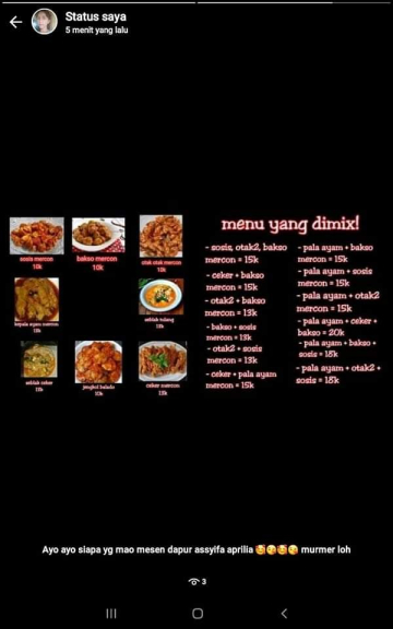 Ceker mercon dan buahan mangga 