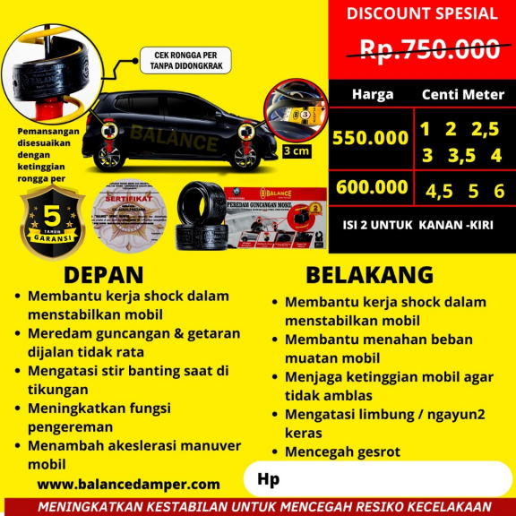 PEREDAM GUNCANGAN MOBIL BALANCE SPRING BUFFER GARANSI 5 TAHUN