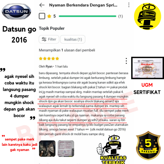 PEREDAM GUNCANGAN MOBIL BALANCE SPRING BUFFER GARANSI 5 TAHUN