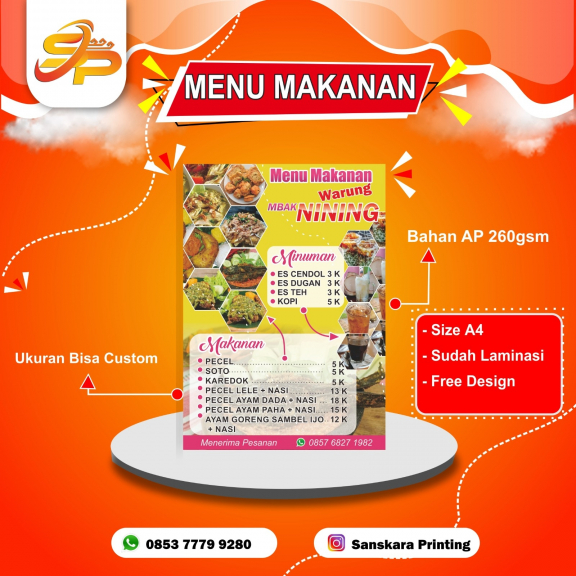 CETAK MENU MAKANAN