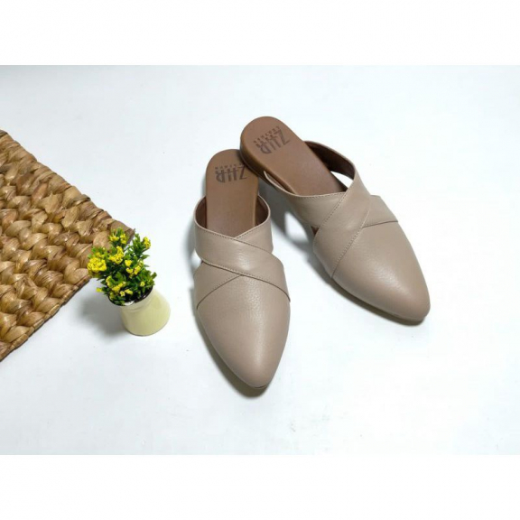 Sepatu Tutong  flat model silang Kulit asli garut