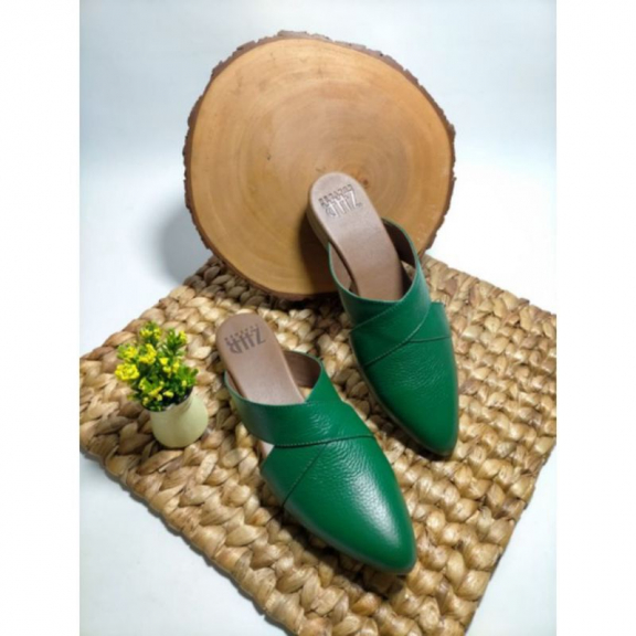Sepatu Tutong  flat model silang Kulit asli garut