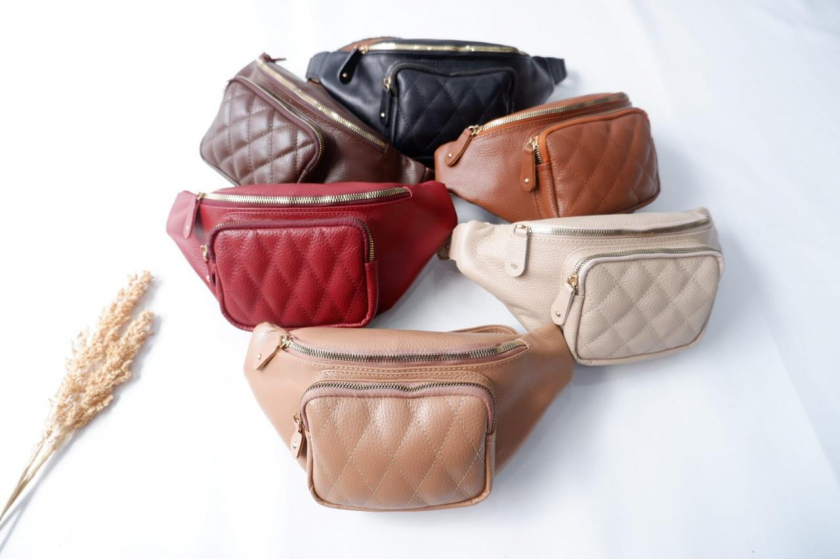 Tas selempang wanita / waistbag kulit asli garut 