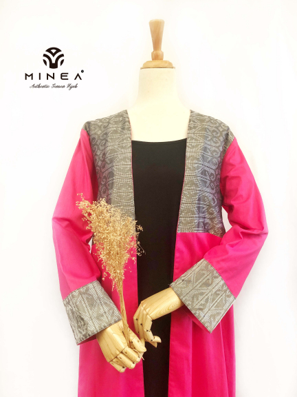 Minea Outer Tenun Motif Kombinasi Katun Linen Afifah