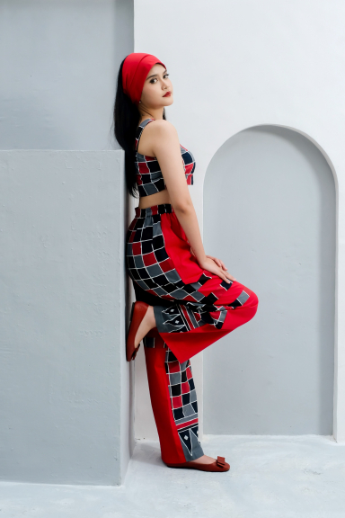 Adiwarna One Set Batik Tulis motif Kotak Kotak bahan Katun fit to L