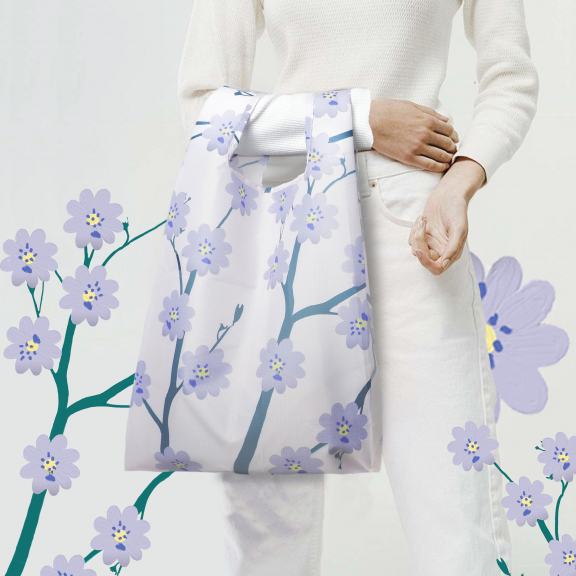 FLOWER FOLDING BAG NAVY 