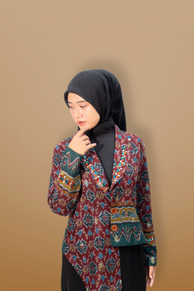 Blazer Lady Blongket Print Palembang
