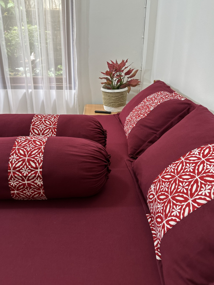 Sprei Kaos Batik Marun