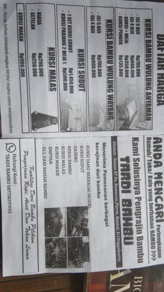 Kursi Meja Bambu 087738297033 WA