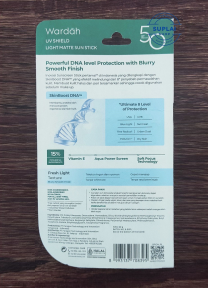 Sunscreen Wardah UV Shield Light Matte Sun Stick SPF 50 22 gram