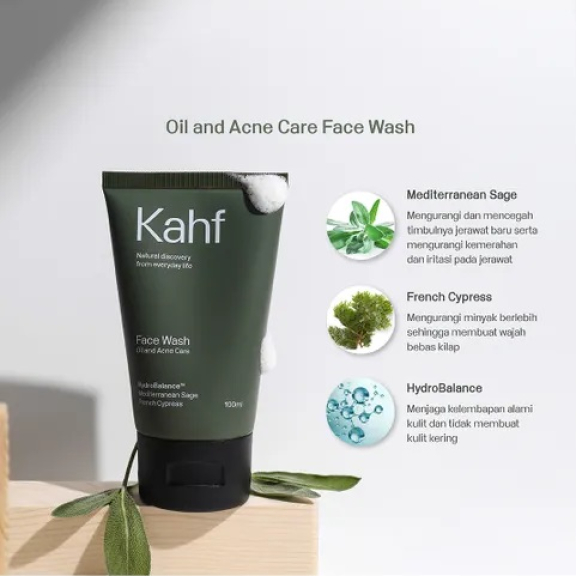 Sabun Wajah Pria Kahf Face Wash Oil Acne Care 100 ml