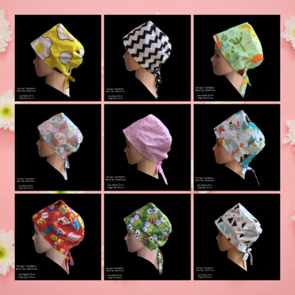 Topi Jaga/Topi Bedah/ Head Scrub Cap Motif