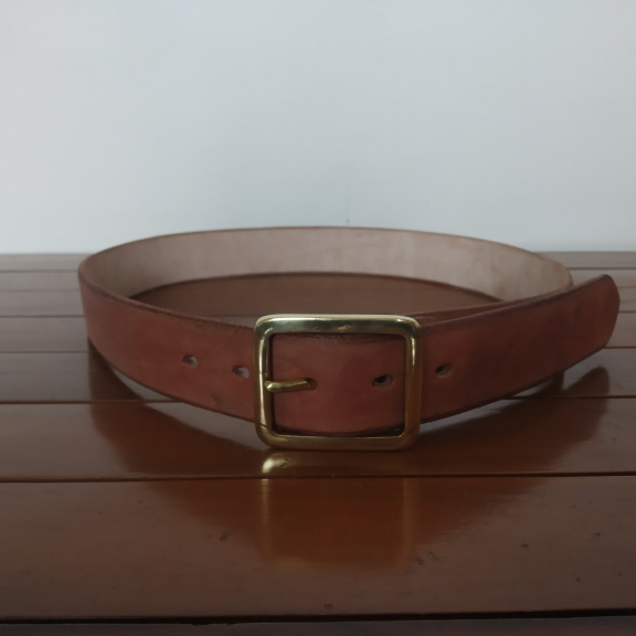 Sabuk Kulit Nabati Vegtan Buckle Kuningan