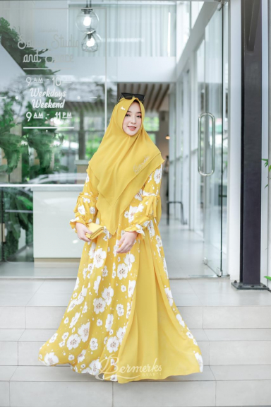 Set syarii bermeks = Gamis + hijab