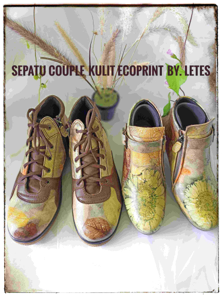 Sepatu Boots Kulit Ecoprint by Letes