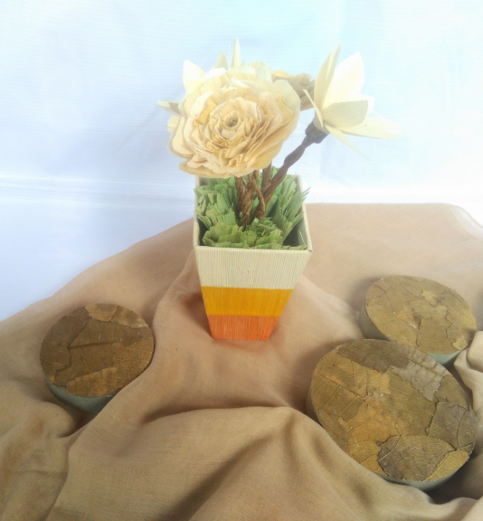 hiasan meja bunga kulit jagung