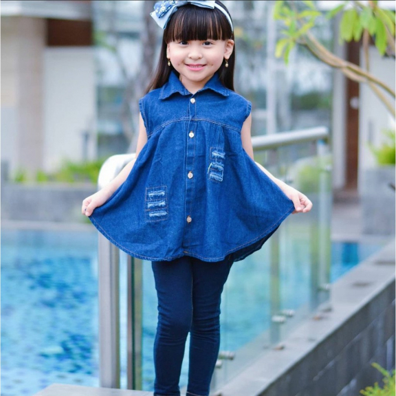 Dress Umbrella Jeans Anak Perempuan