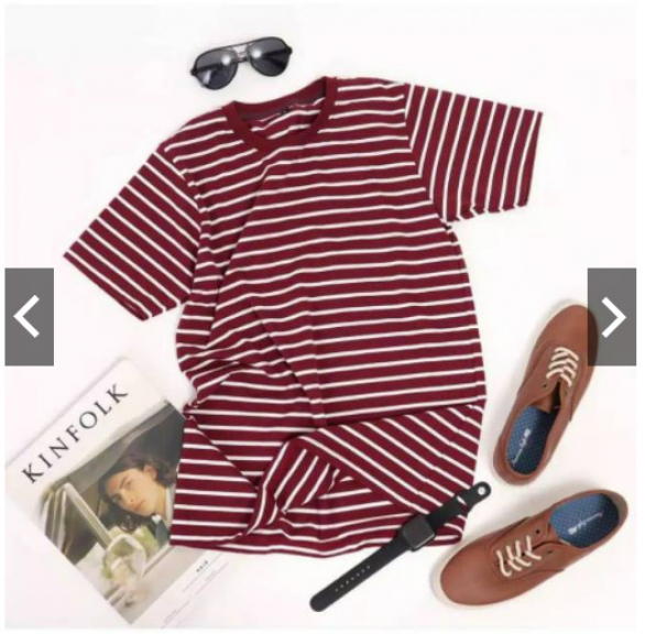 Kaos Stripe Stripes Salur Belang Garis Garis Pria Wanita Premium