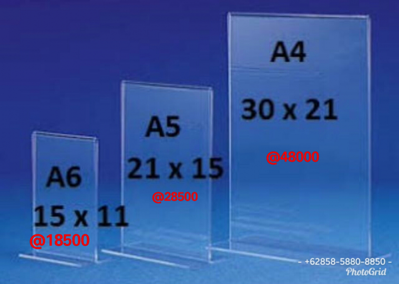Acrylic Display Tendcard Model T Ukuran A6