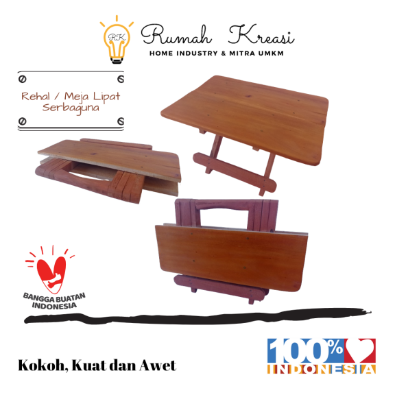 Meja Lipat Erka Rumah Kreasi Mahoni/Pinus Unisize
