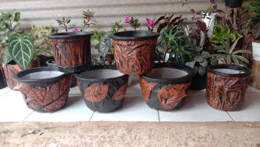 Pot bunga bahan kain dan ssssss