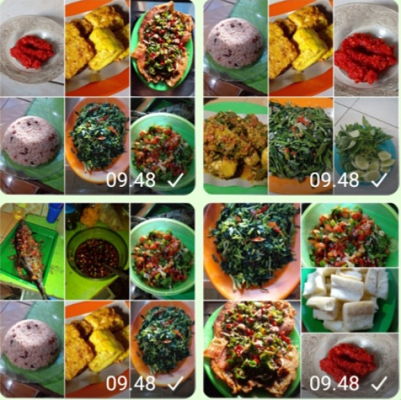 Nasi merah,ikan nila bumbu rias d rumpu rampe ongsengan bunga paya