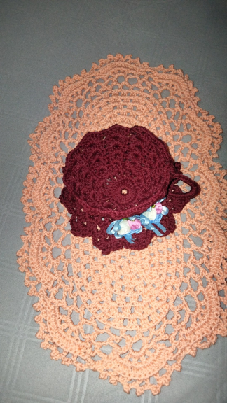 Wadah permen bentuk cangkir rajut