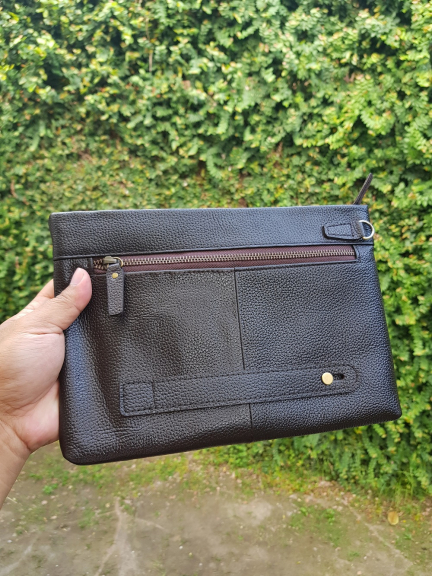 clutch kulit sapi embos jeruk