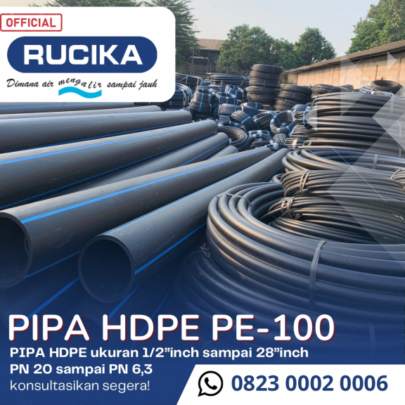 Pipa Hdpe merek Rucika Ukuran 6 inch Pn 10