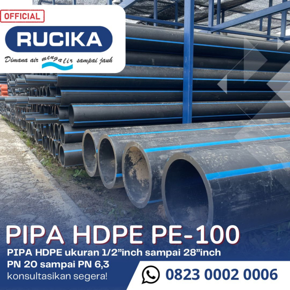 Pipa hdpe 14 inch 355mm Pn 10 merek rucika wavin