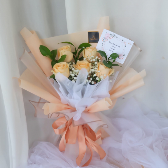 Florist Lampung ( Buket Fresh Flowers Roses Peach)