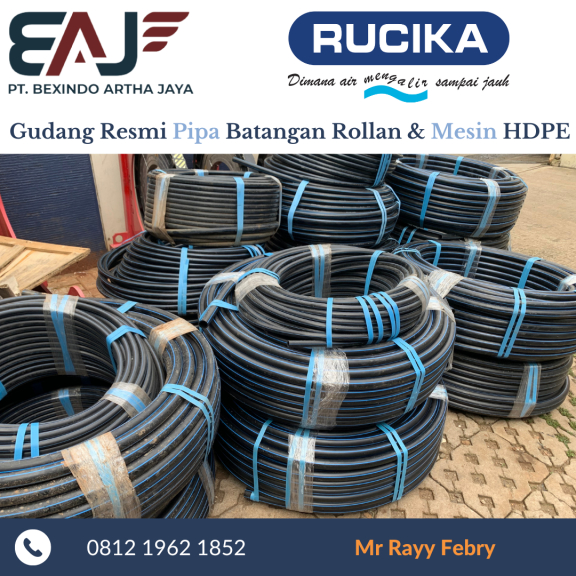 Jual Pipa Air Bersih HDPE Murah | Pipa HDPE Merk Rucika 4 Inch PN 10 