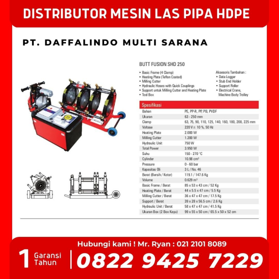 Mesin Penyambung Pipa Hdpe 16 Inch