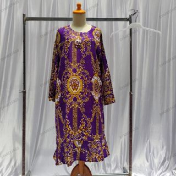 Tunik Dres Batik Jumbo LD 120 Rempel Lengan Panjang Rayon Busui