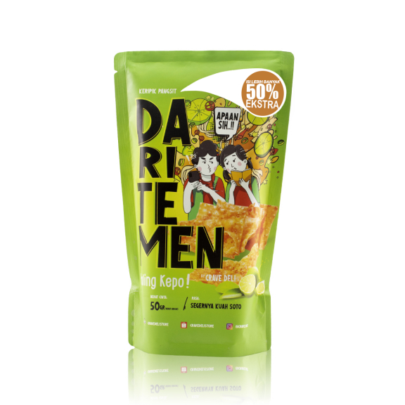 Keripik Pangsit DARI TEMEN Rasa Pedas, Jagung, Chicken, Soto
